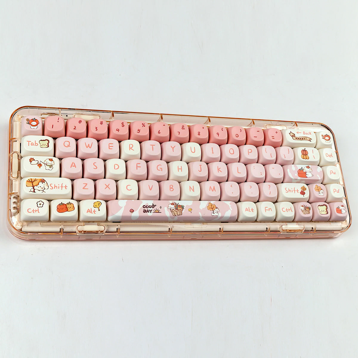 Kawaii Autumn Puppy Keycaps Set, Cute Cartoon MOA Keycaps for Mechanical Keyboard