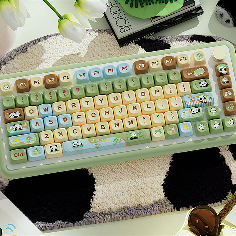 Panda Paradise Theme Keycaps Set for Mechanical Keyboard, Cute Animal Design MOA Keycaps Sets