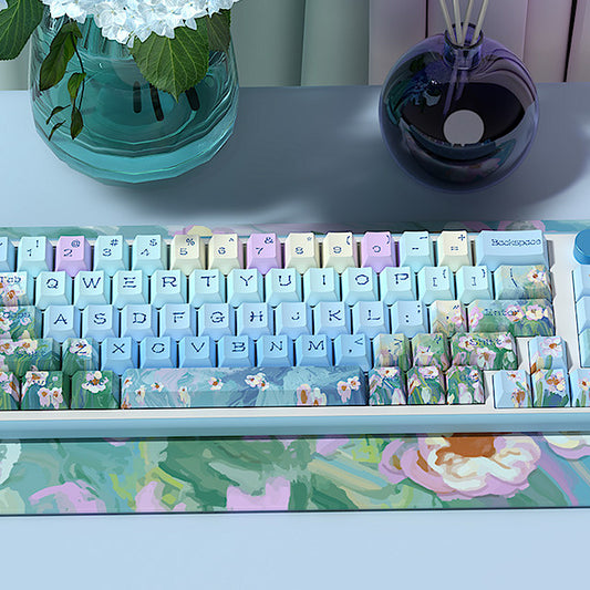 Limited Edition Daisy Themed Keycaps Set, Floral Inspired MDA/Cherry Keycaps for Mechanical Keyboard