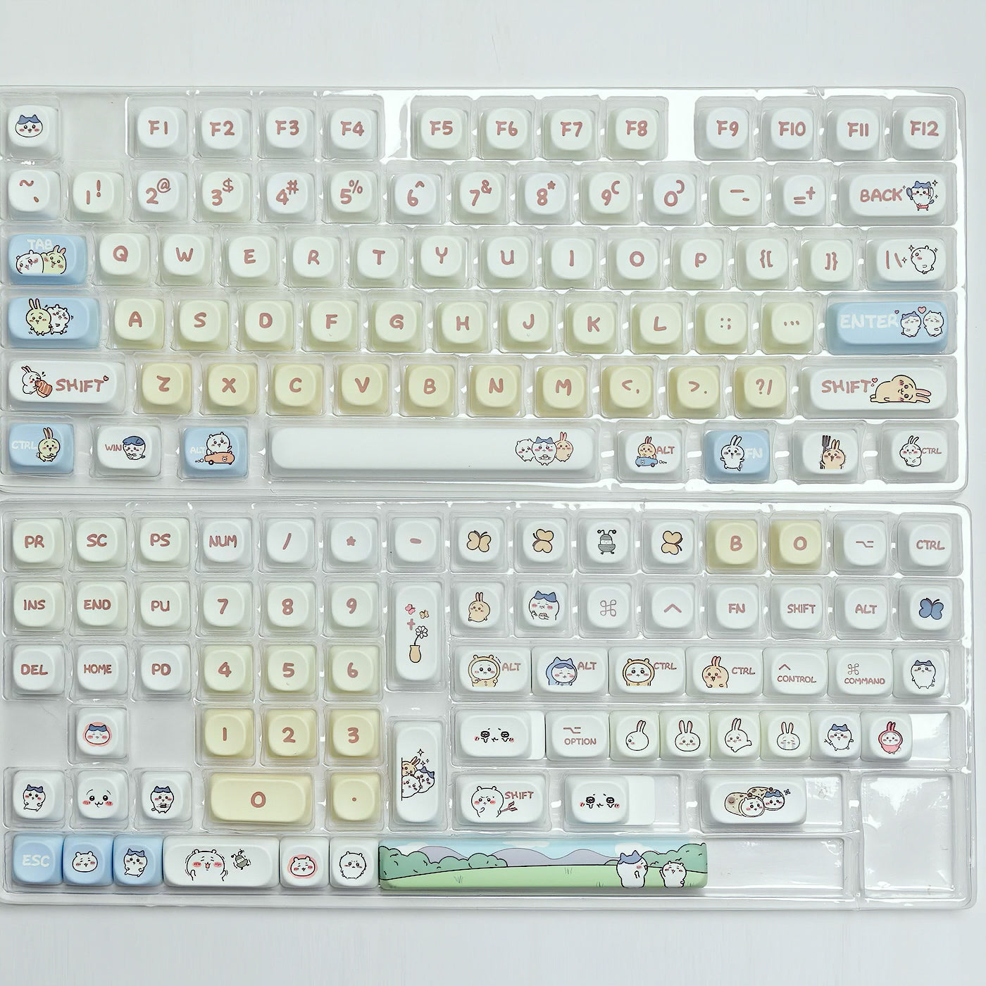 Adorable Hachiware Usagi Themed Keycaps Set, Cute Cartoon MOA Keycaps for Mechanical Keyboard
