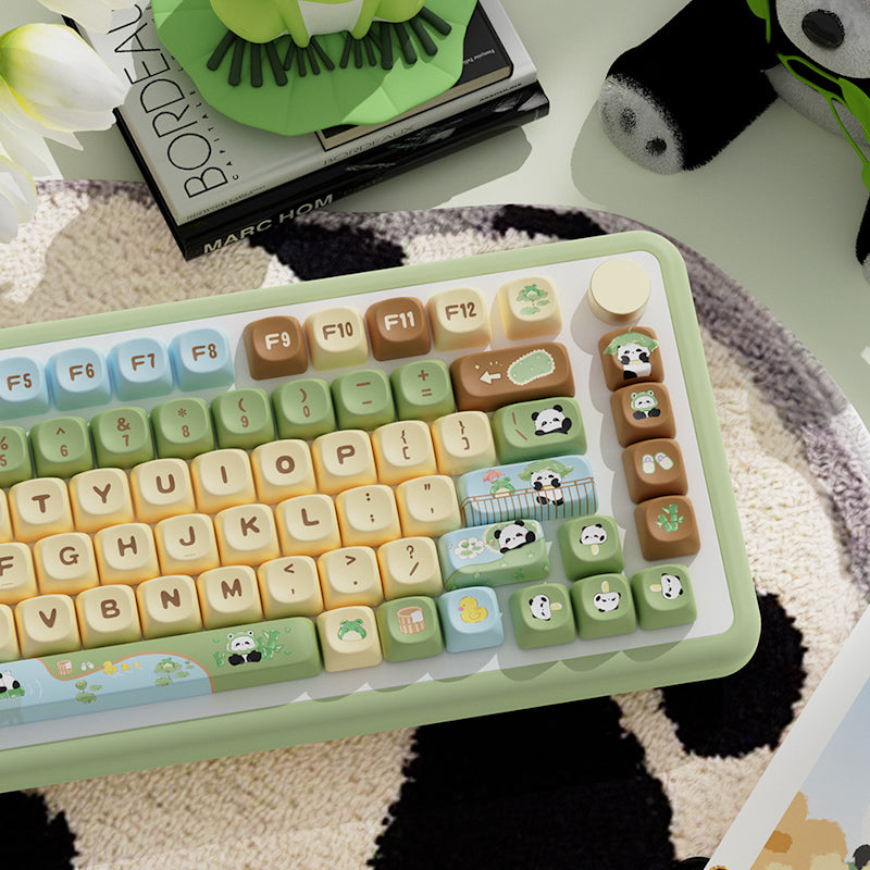 Panda Paradise Theme Keycaps Set for Mechanical Keyboard, Cute Animal Design MOA Keycaps Sets