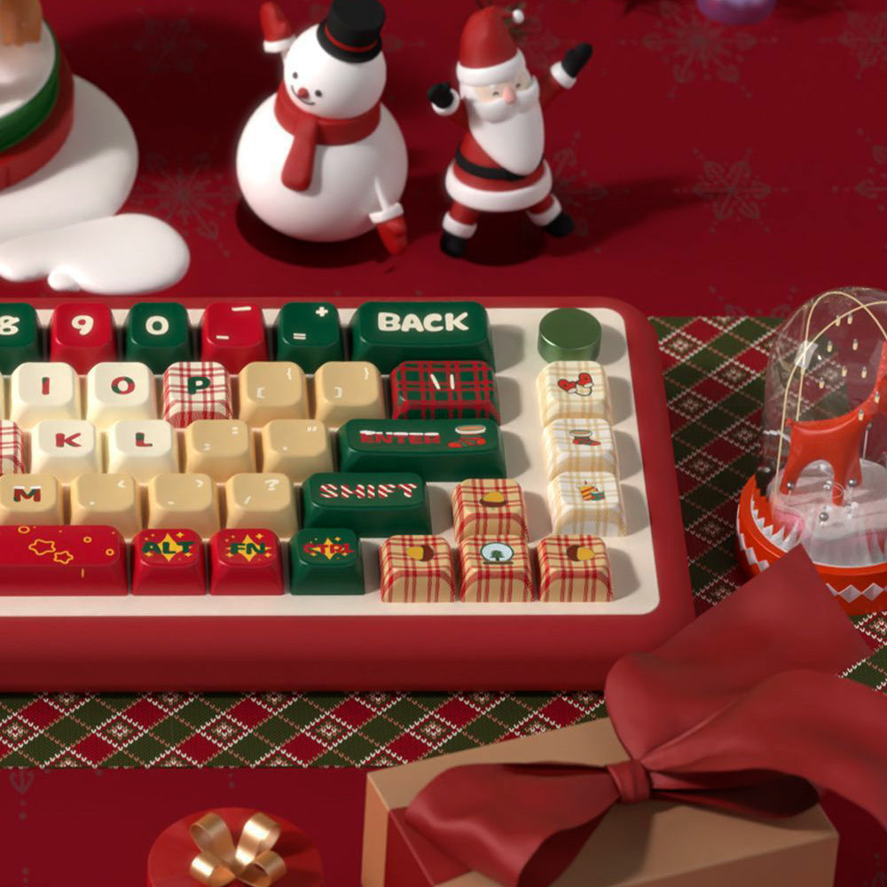 Limited Edition Christmas Night Keycaps Set for Mechanical Keyboard, Festive Red & Green Holiday Theme MDA/Cherry Keycaps Set