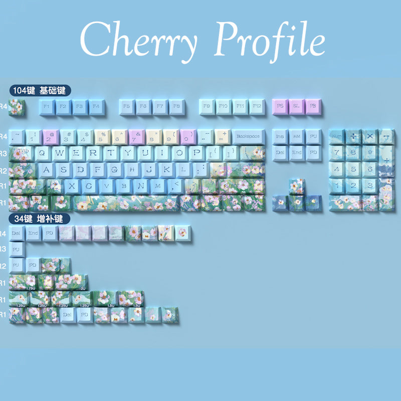 Limited Edition Daisy Themed Keycaps Set, Floral Inspired MDA/Cherry Keycaps for Mechanical Keyboard