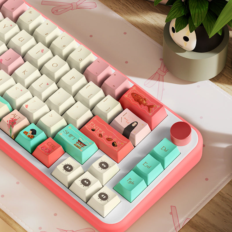 Limited Edition Spirited Away Themed Keycaps Set, Anime Inspired Cherry Keycaps for Mechanical Keyboard