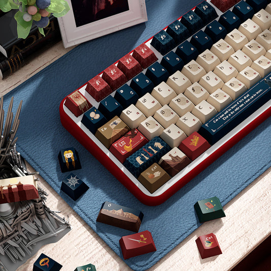 Limited Edition Thrones Winter Is Coming Keycaps Set, Custom Cherry Keycaps for Mechanical Keyboard, Westeros Themed Keycaps