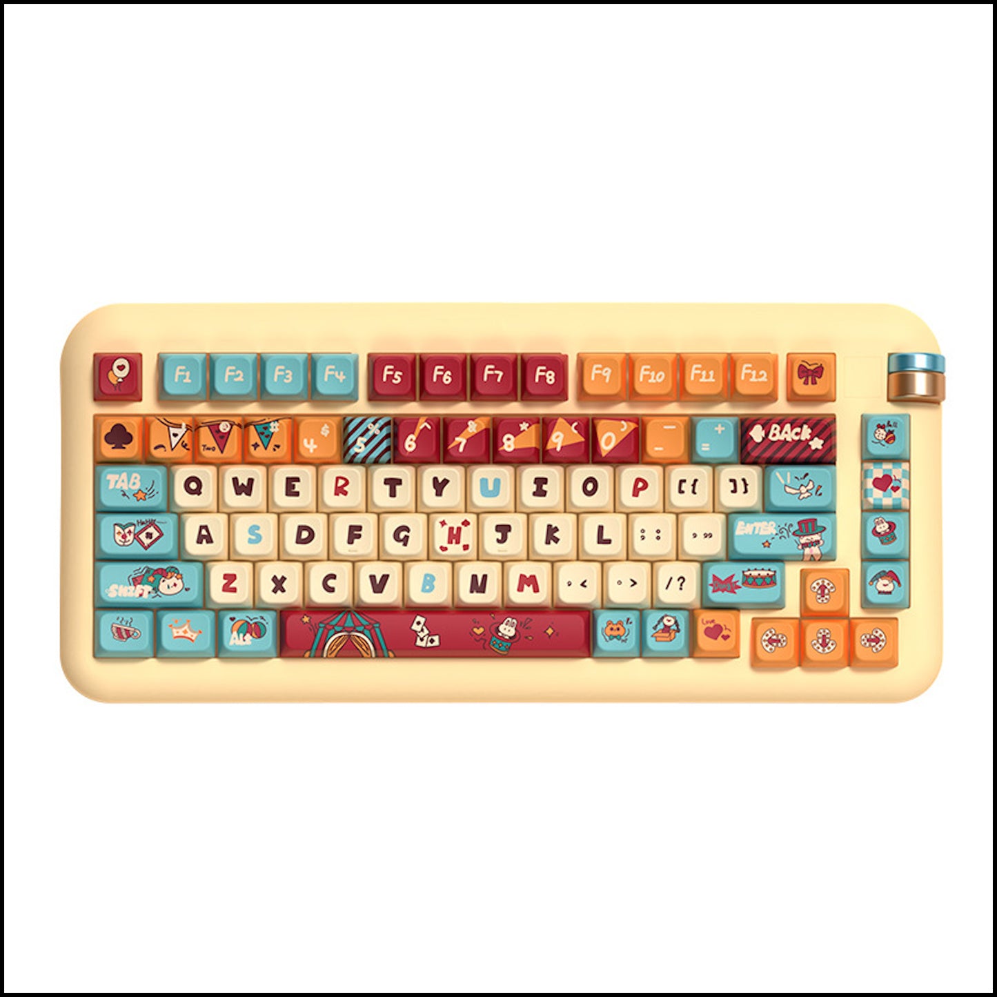 Limited Edition Kawaii Cat Circus Keycaps Set, Cute Cartoon MDA Keycaps for Mechanical Keyboard
