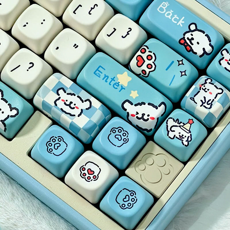 Cute Maltese Dog Keycaps Set, Cartoon Themed MOA Keycaps for Mechanical Keyboard