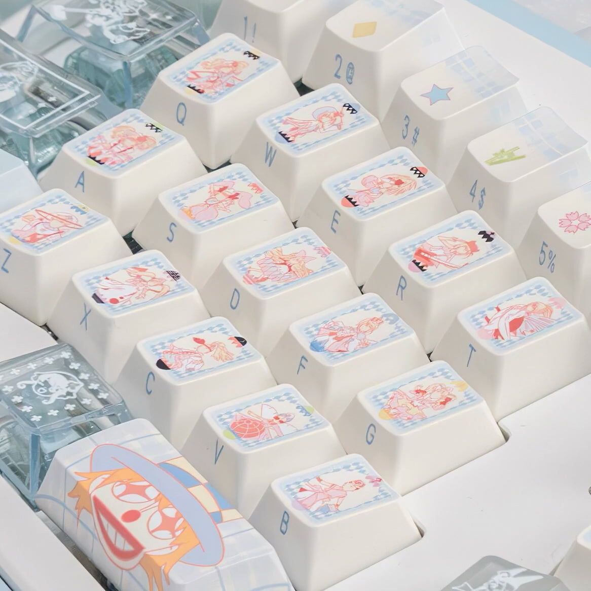 Limited Edition Shugo Chara Keycaps Set for Mechanical Keyboard, Anime Cute Design, Cherry Profile Side-Engraved Keycaps