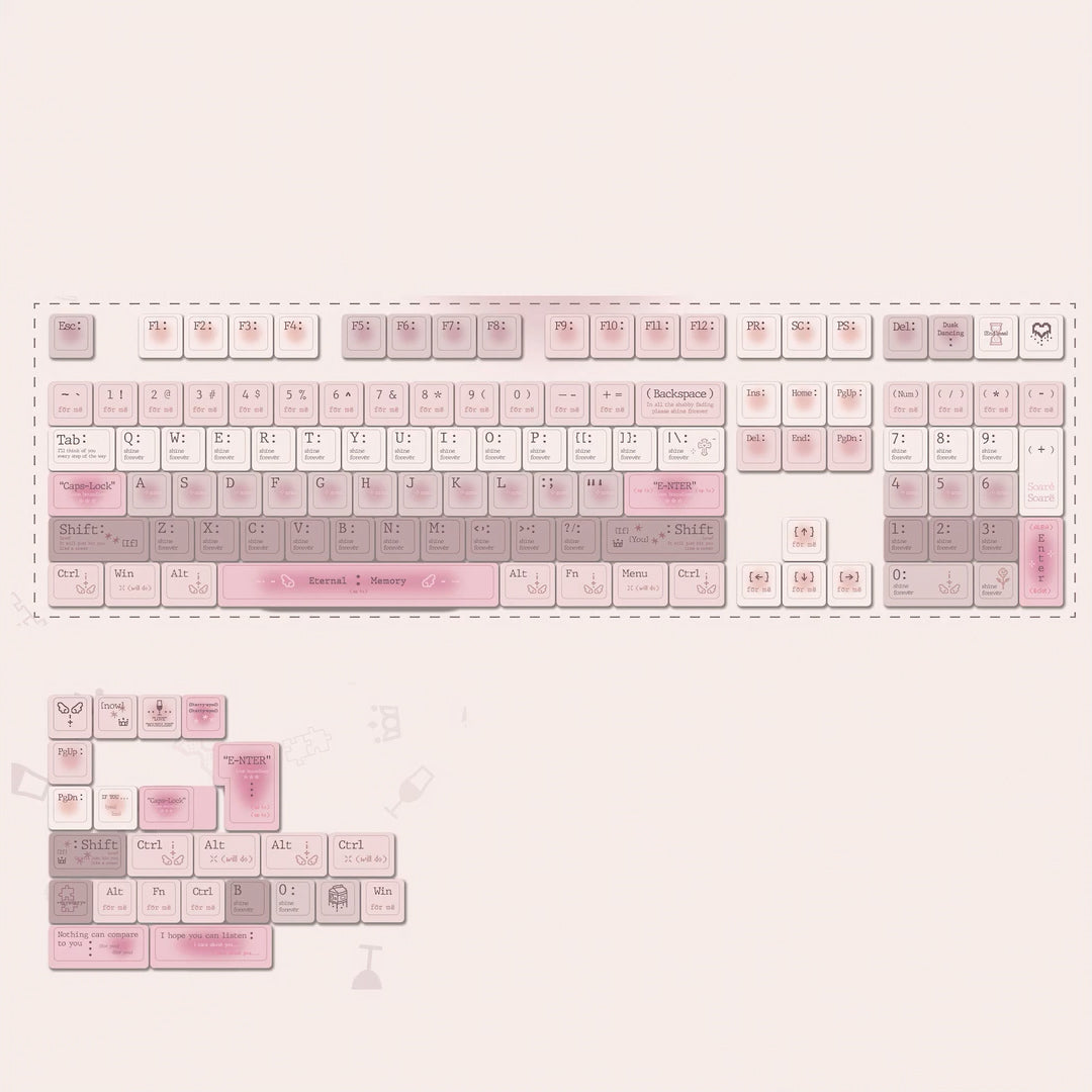 Pre-order Romantic Cherry Keycaps Set for Mechanical Keyboard, Pink/Blue Gradient Cute Pastel Theme Keycap