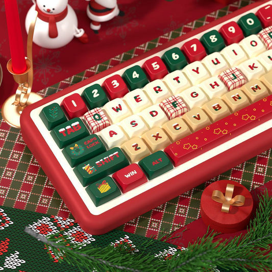Limited Edition Christmas Night Keycaps Set for Mechanical Keyboard, Festive Red & Green Holiday Theme MDA/Cherry Keycaps Set