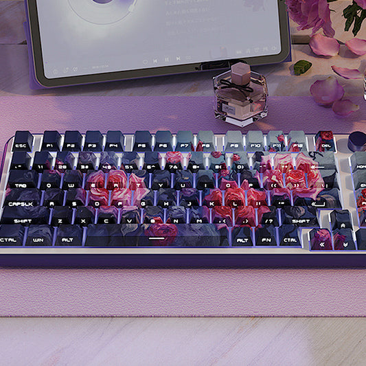 Limited Edition Monet's Garden Themed Keycaps Set, Cherry Profile Side-Engraved Keycaps for Mechanical Keyboard