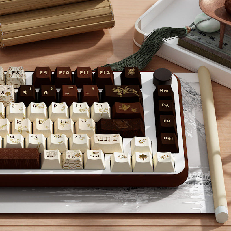 Limited Edition Subtle Fragrance Themed Keycaps Set, Traditional Chinese Style Cherry Keycaps for Mechanical Keyboard