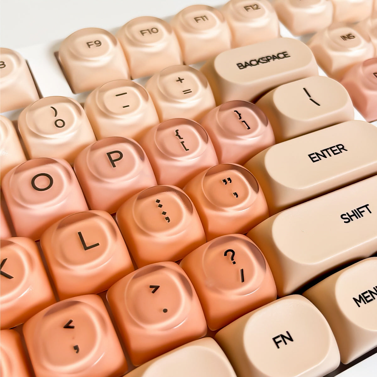 Beige Pink Keycaps Set for Mechanical Keyboard, Gradient Makeup Foundation Theme, MOA Keycap Sets