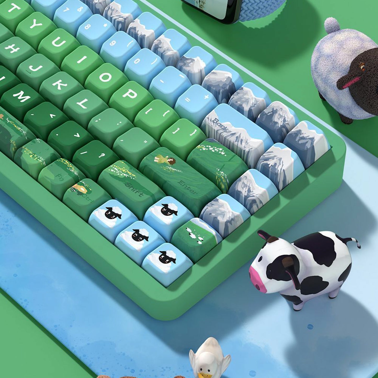 Limited Edition Alpine Landscape Keycaps Sets, MDA/Cherry Profile Keycaps for Mechanical Keyboard