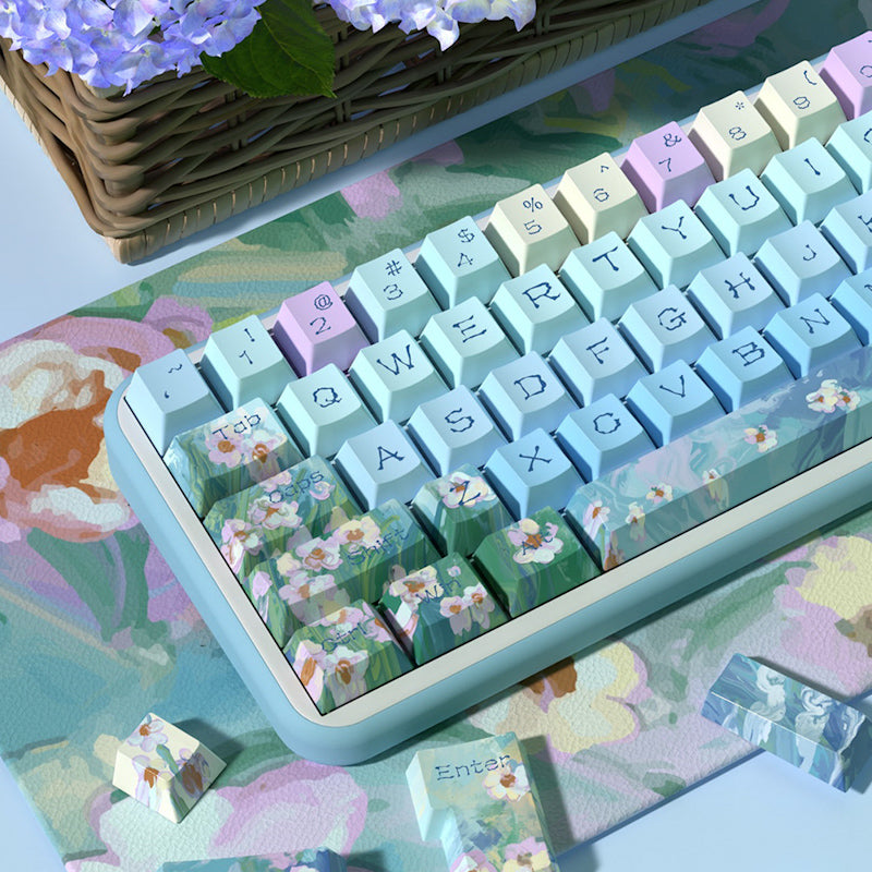 Limited Edition Daisy Themed Keycaps Set, Floral Inspired MDA/Cherry Keycaps for Mechanical Keyboard