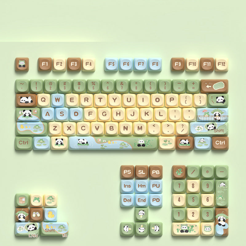 Panda Paradise Theme Keycaps Set for Mechanical Keyboard, Cute Animal Design MOA Keycaps Sets