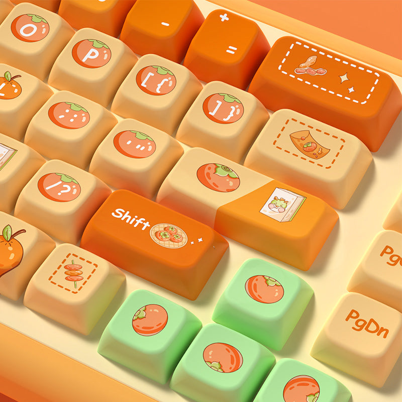 Limited Edition Kawaii Orange Themed Keycaps Set, Cute Fruit MDA Keycaps for Mechanical Keyboard