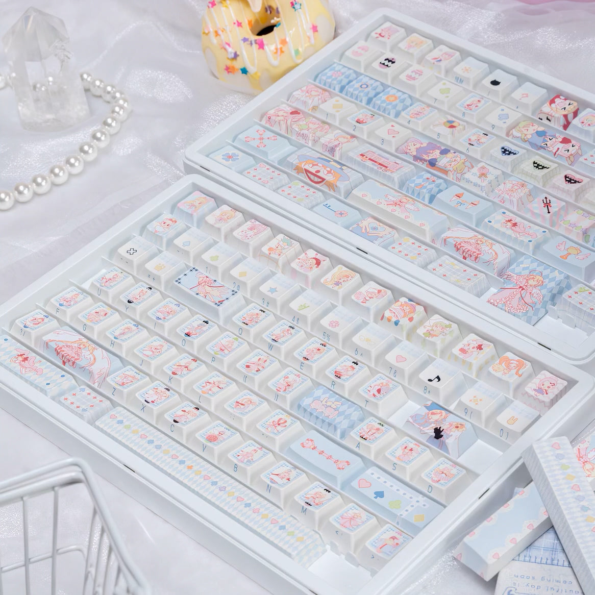 Limited Edition Shugo Chara Keycaps Set for Mechanical Keyboard, Anime Cute Design, Cherry Profile Side-Engraved Keycaps