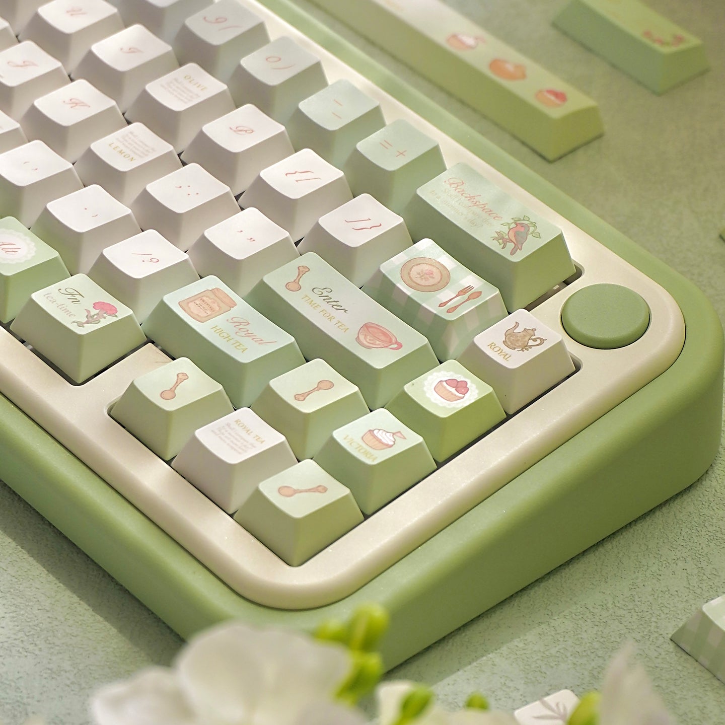 Pre-order Green Keycaps Set for Mechanical Keyboard, Tea Time Theme Cherry Keycaps
