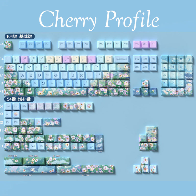 Limited Edition Daisy Themed Keycaps Set, Floral Inspired MDA/Cherry Keycaps for Mechanical Keyboard