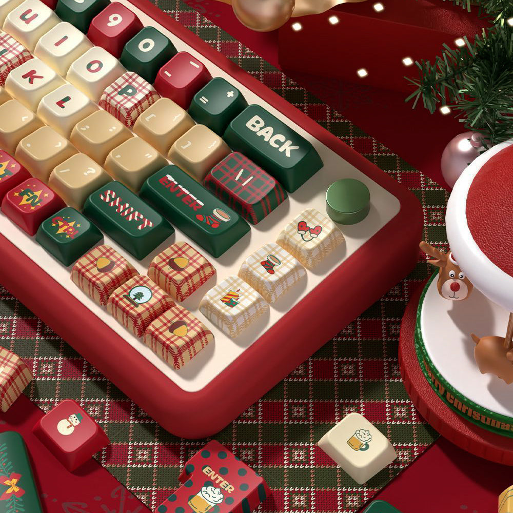 Limited Edition Christmas Night Keycaps Set for Mechanical Keyboard, Festive Red & Green Holiday Theme MDA/Cherry Keycaps Set