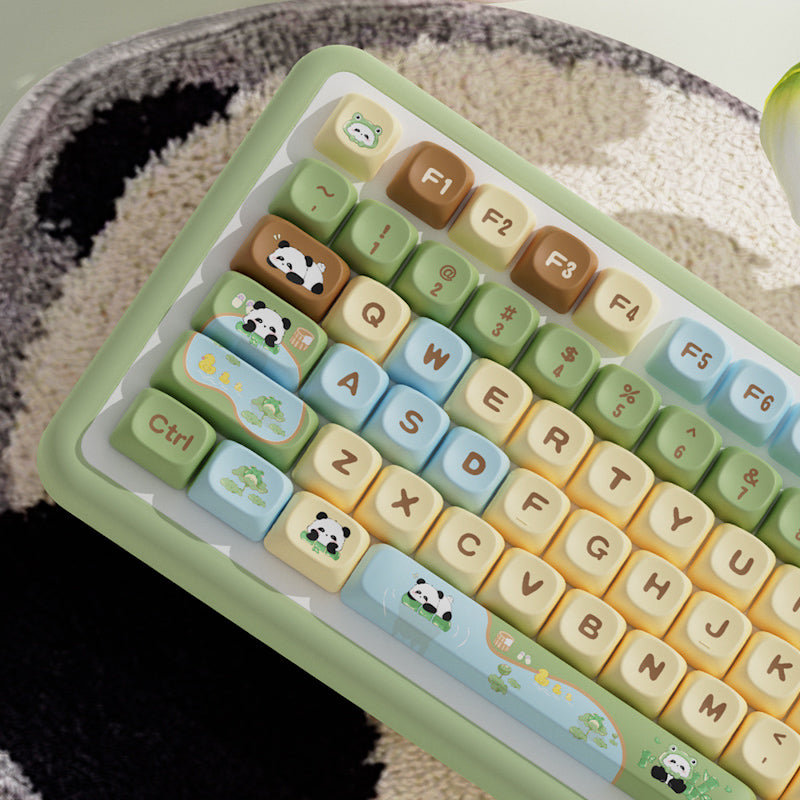 Panda Paradise Theme Keycaps Set for Mechanical Keyboard, Cute Animal Design MOA Keycaps Sets