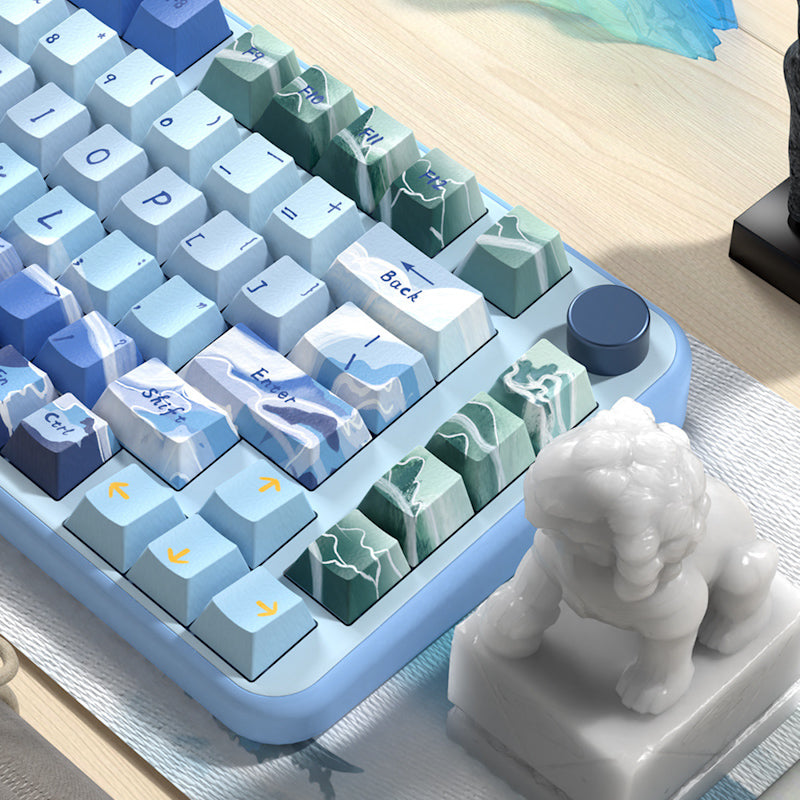 Limited Edition Lake and Mountain Scenery Keycaps Set, Aesthetic Landscape Themed Cherry Keycaps for Mechanical Keyboard