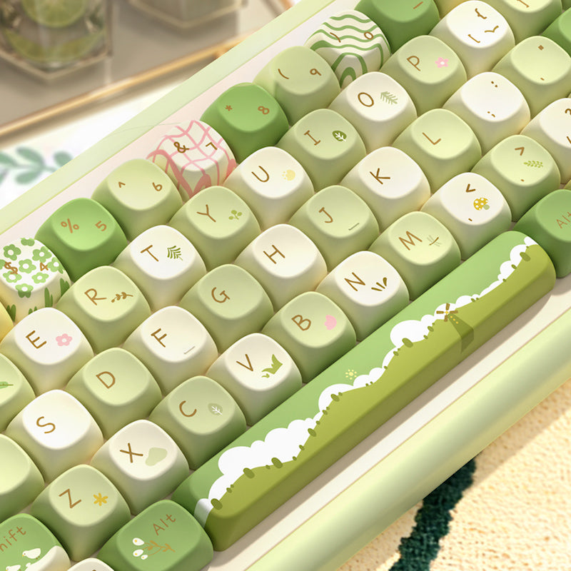Limited Edition Green Nature Keycaps Set for Mechanical Keyboard, Mountain Stream & Wilderness Theme MCA Keycaps Set