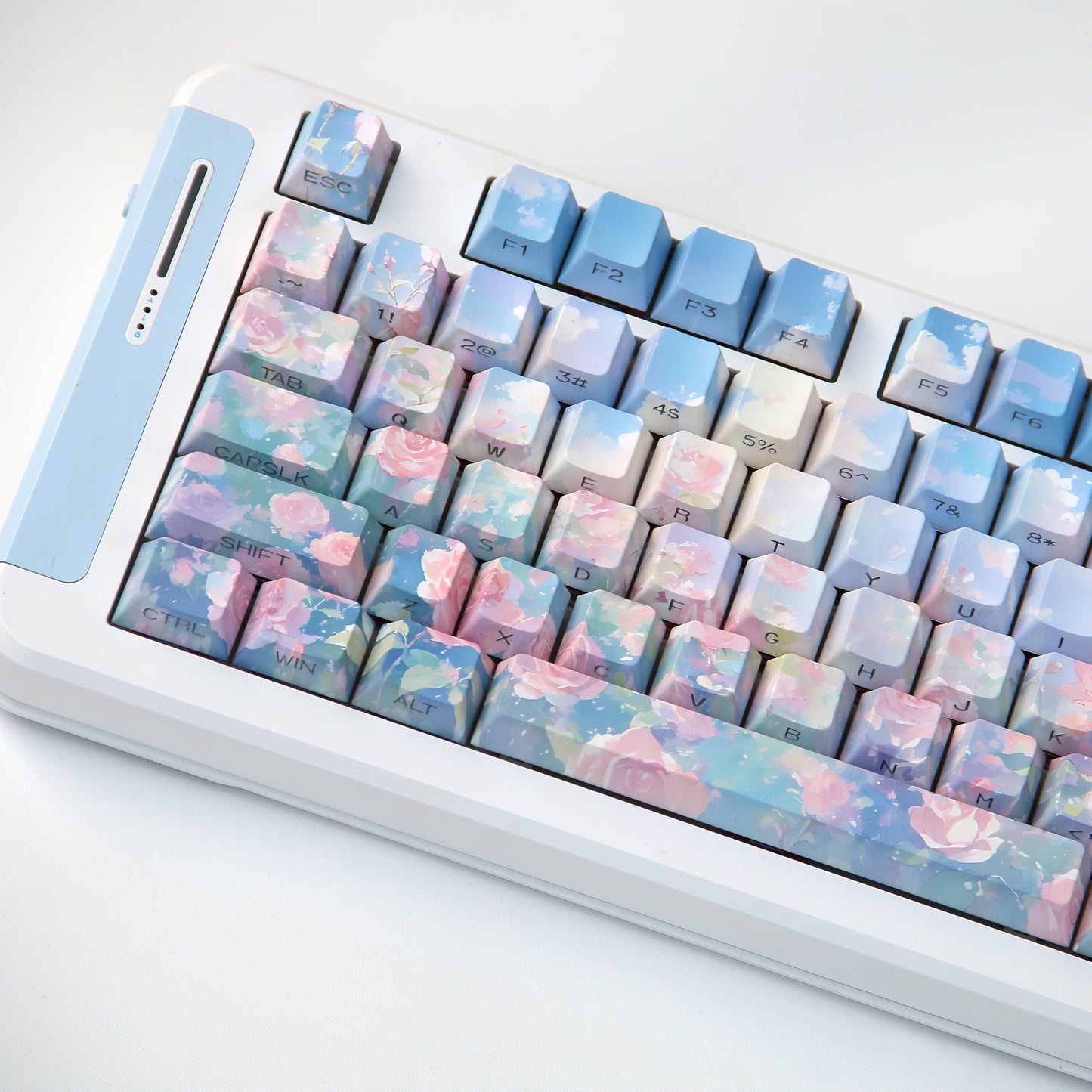 Pre-order Rose Garden Keycaps Set for Mechanical Keyboard, Cherry Profile Side-Engraved Pastel Floral Theme Cherry Keycaps