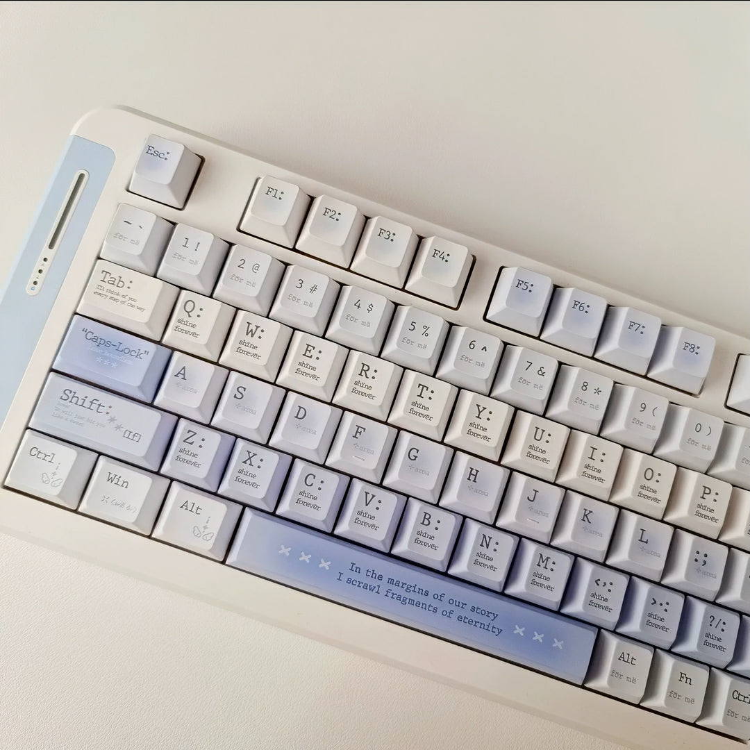 Pre-order Romantic Cherry Keycaps Set for Mechanical Keyboard, Pink/Blue Gradient Cute Pastel Theme Keycap